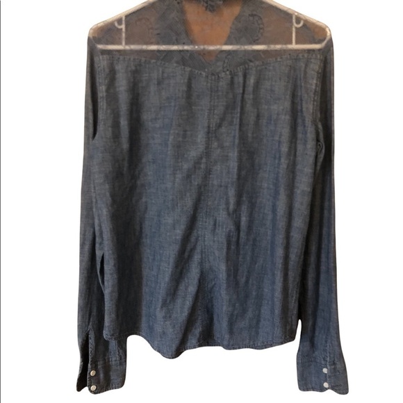 Chambray and lace western  “ denim “ shirt - Picture 7 of 9